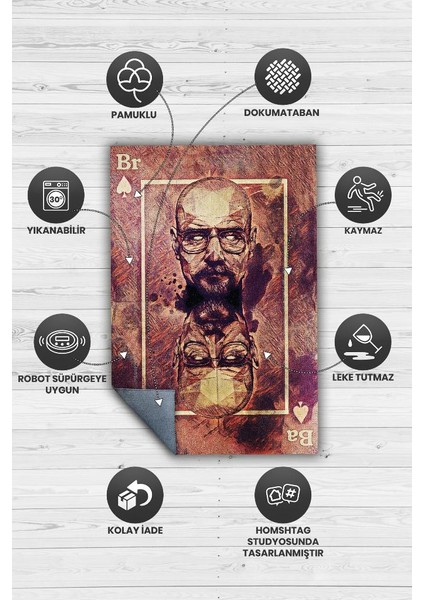 Doğru Kart Dokuma Tabanlı Yıkanabilir Breaking Bad Halısı