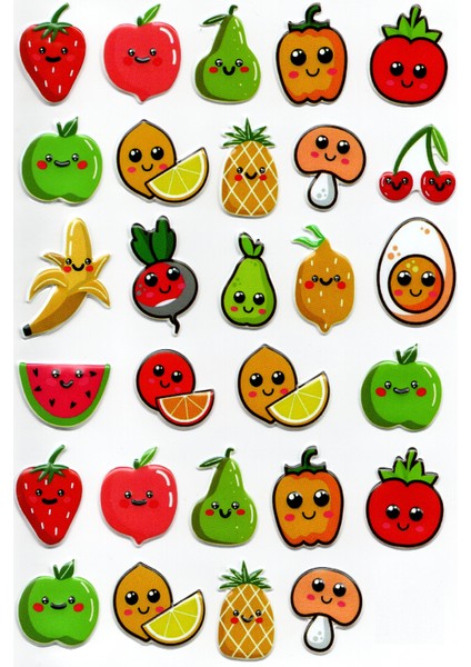 Sticker Kabartmalı A4 Boyutunda Stiker Defter, Planlayıcı Etiket (LIM213) - Meyveler