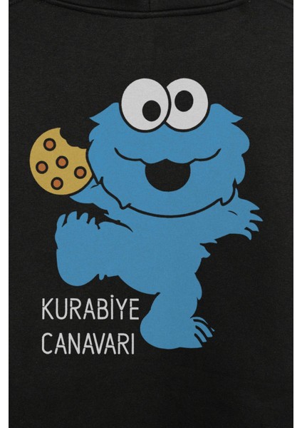 Cookie Kurabiye Canavarı Susam Sokağı Ön ve Arka Baskılı Sweatshirt Unisex Kapüşonlu Hoodie fiyatları