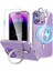 iPhone 14 Pro Kılıf Kamera Lens Çevresi Hologramlı Metalik Megsafe Halkalı 3in1 Set 1