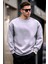 Boyalı Gri Bisiklet Yaka Oversize Şardonlu Basic Erkek Sweatshirt 6048 1