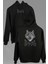 Göktürkçe Türk Bozkurt Wolf Kafa Ön ve Arka Baskılı Sweatshirt Kapüşonlu Hoodie 3