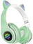 Rgb Işıklı Kedi Kulaklı Kulaküstü Bluetooth Kulaklık Yeşil 1