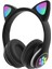 Rgb Işıklı Kedi Kulak Kulaküstü Bluetooth Kulaklık Siyah 3