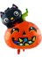 Cadılar Bayramı Halloween Kedili Balkabağı Şeklinde Folyo Balon 65 x 50 cm 1