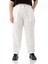 Büyük Beden Önü Pileli Cepli Süs Patlı Keten Beyaz Pantolon 1