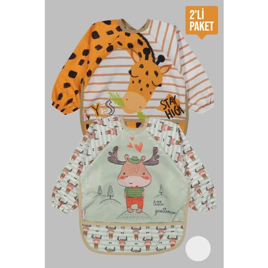 Babydonat Giyilebilir Kollu Mama Önlüğü 0-2 Yaş (Zürafa- Geyik)