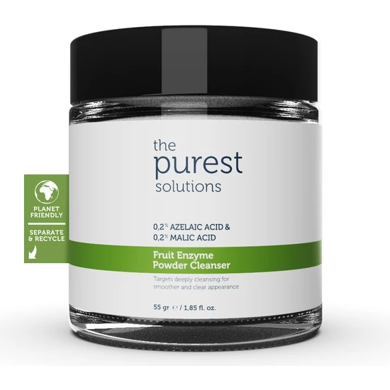 The Purest Solutions,  Arındırıcı ve Canlandırıcı Tüm ciltler için  Meyve Asitleri İçeren Toz Temizleyici 55 Gr (%0,2 Azelaik Asit & Malik Asit)
