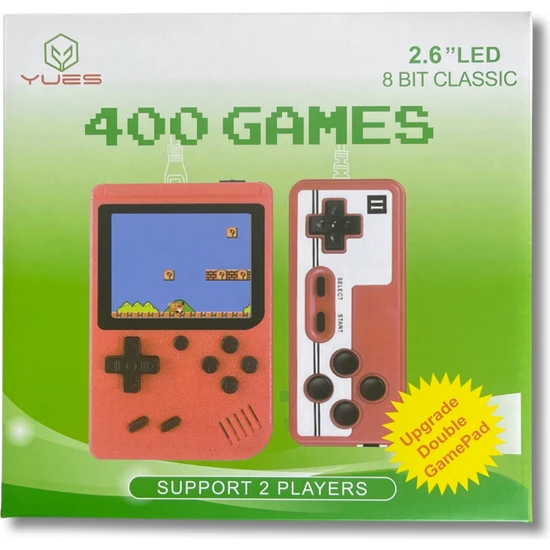 Yues Retro El Atarisi 400 Oyunlu Nostalji Oyun Konsolu 2 Kişilik Kırmızı