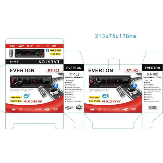 Everton RT-102 4X50W Usb-Tf-Car Mp3 Player Oto Teyp