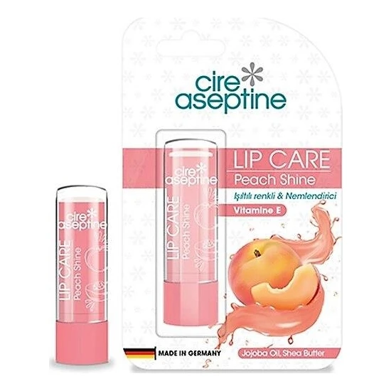 Cire Aseptine Lip Care Peach Shine Renkli Dudak Nemlendirici 4,5 G