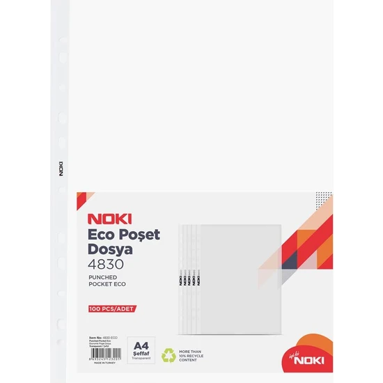 Noki Eco Poşet Dosya Şeffaf 100 Adet 1paket