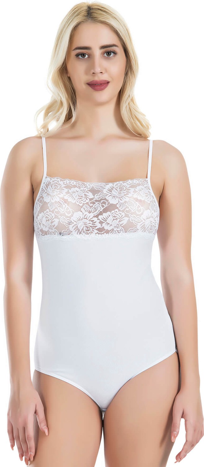 Derya Kurşun Dantel Yaka Askılı Çıtçıtlı Kadın Body 312
