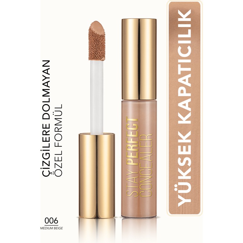 Flormar Stay Perfect Doğal Görünüm Veren Yoğun Pigmentli Likit Kapatıcı (006 Medium Beige) 8682536037167