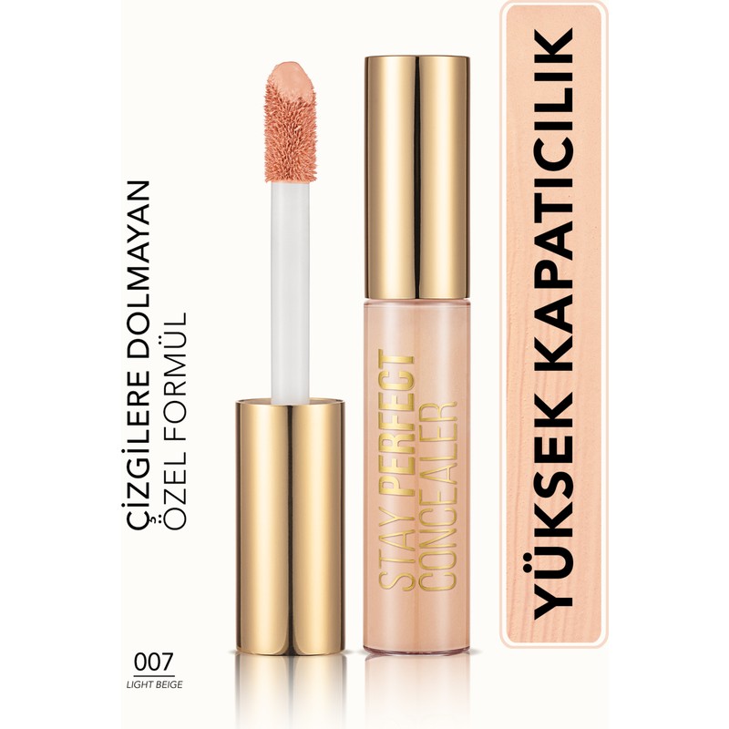 Flormar Stay Perfect Doğal Görünüm Veren Yoğun Pigmentli Likit Kapatıcı (007 Light Beige) 8682536037174