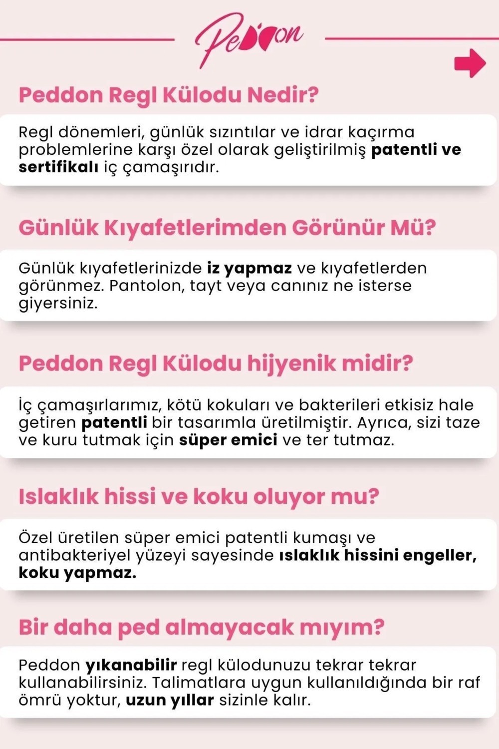 Peddon Classic Maxi 3'lü Fırsat Paketi Süper Emici Ultra Hijyenik Yıkanabilir Sızdırmaz Regl Külodu 3 Adet görsel 4