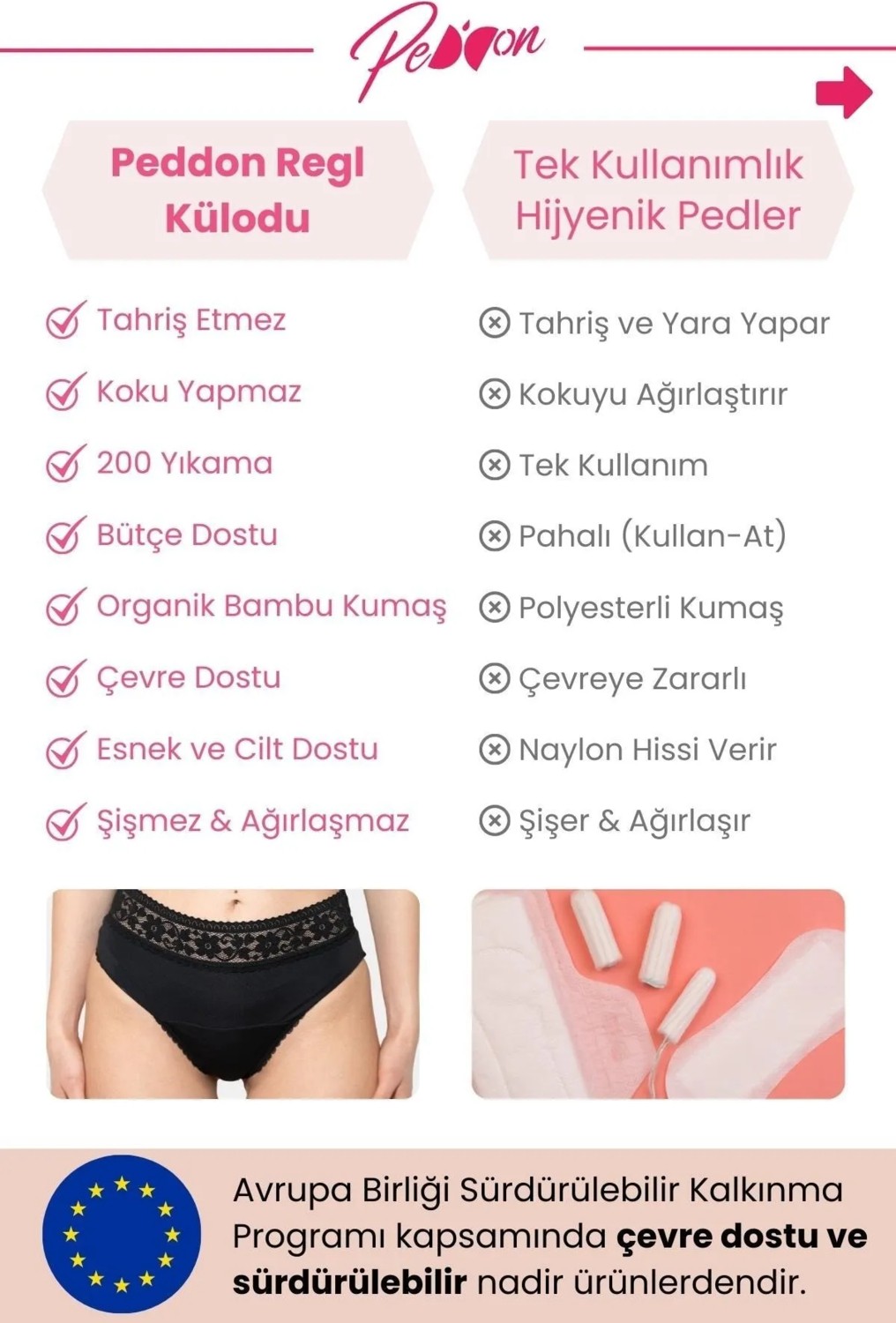 Peddon Classic Maxi 3'lü Fırsat Paketi Süper Emici Ultra Hijyenik Yıkanabilir Sızdırmaz Regl Külodu 3 Adet görsel 6