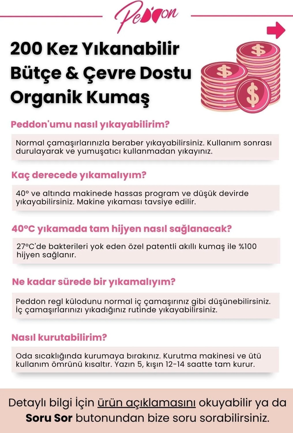 Peddon Classic Maxi 3'lü Fırsat Paketi Süper Emici Ultra Hijyenik Yıkanabilir Sızdırmaz Regl Külodu 3 Adet görsel 8