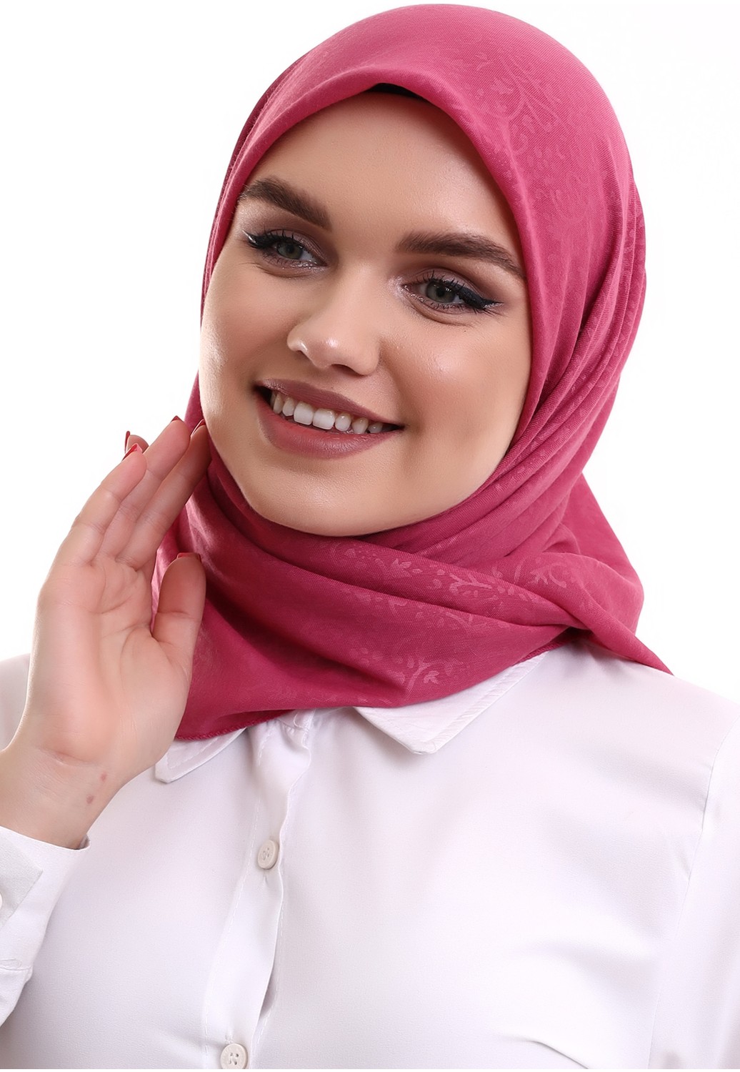 İhvan Online Kofra Desenli Baş Örtü - Kırmızı görsel 2