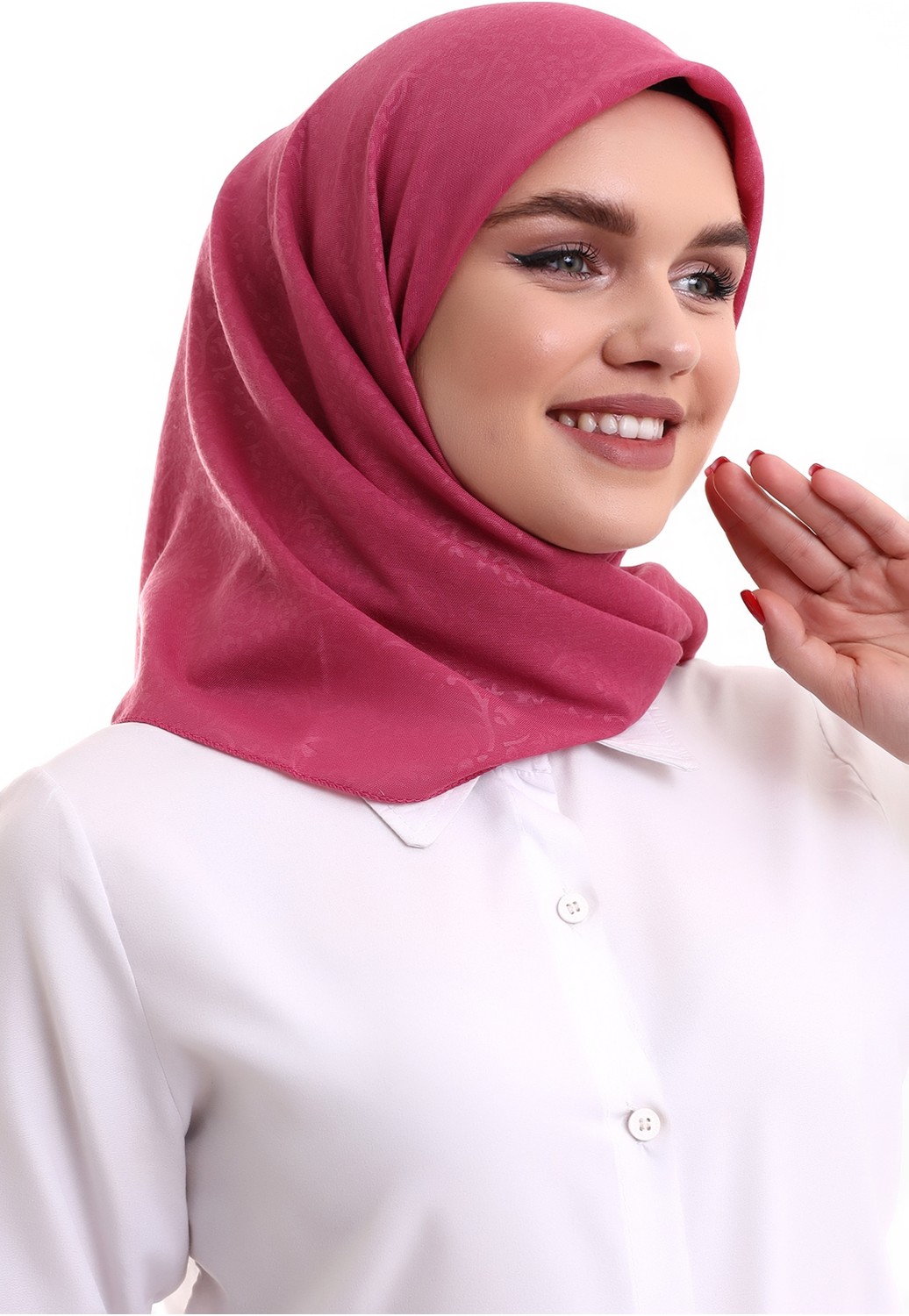 İhvan Online Kofra Desenli Baş Örtü - Kırmızı görsel 4