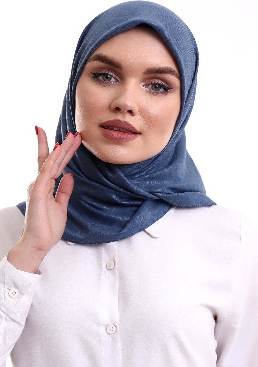 İhvan Online Kofra Desenli Baş Örtü - Kırmızı görsel 6