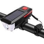 Solar Güneş Enerjili USB Şarjlı Bisiklet Lambası Fener Ön Far Işık Aydınlatma Kornalı