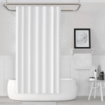 Jackline Beyaz Renk Banyo Perdesi Polyester Kumaş Duş Perdesi 240X200 cm Büyük Boy Banyo Perde C-Halka Hediye