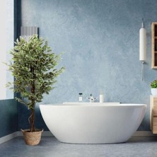 Nettenevime Yapay Ağaç Benjamin Yeşilbeyaz 2 Gövdeli Çalılı 165 x 80 Cm Siyah Plastik Saksılı