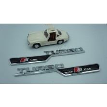 DK Tuning Audi Turbo S Line Çamurluk Yanı 3m Krom Abs Logo 2 Li Set