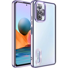 Kupa Xiaomi Redmi Note 10 Pro Kılıf Kamera Korumalı Renkli Kenar Şeffaf Halka Tasarım Silikon Kapak