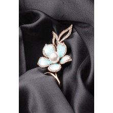 PIERPARIS Broş Çiçekli Otantık Desenli Bronz Kristal Taşli