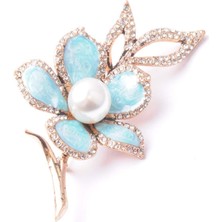 PIERPARIS Broş Çiçekli Otantık Desenli Bronz Kristal Taşli