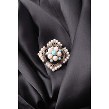 PIERPARIS Broş Çiçekli Otantık Desenli Bronz Kristal Taşli