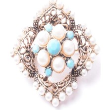 PIERPARIS Broş Çiçekli Otantık Desenli Bronz Kristal Taşli
