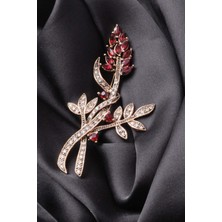 PIERPARIS Broş Çiçekli Otantık Desenli Bronz Kristal Taşli
