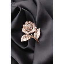 PIERPARIS Broş Çiçekli Otantık Desenli Bronz Kristal Taşli