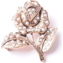 PIERPARIS Broş Çiçekli Otantık Desenli Bronz Kristal Taşli