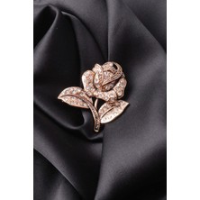 PIERPARIS Broş Çiçekli Otantık Desenli Bronz Kristal Taşli