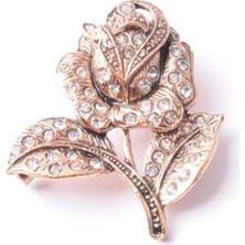 PIERPARIS Broş Çiçekli Otantık Desenli Bronz Kristal Taşli
