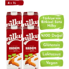 Nilky Badem Sütü Glütensiz Bitkisel Bazlı Laktosuz Vegan 4x1 lt