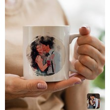 Bk Gift Kişiye Özel Karikatür Portre Beyaz Kupa Bardak, Illustrasyon Portre, Arkadaşa Hediye, Sevgiliye Hediye-3