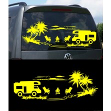 Melek Pazarı Palmiye Gün Batımı Manzara Moto Karavan STICKER-S1741