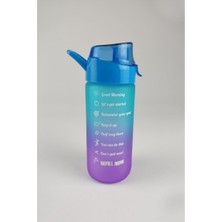Herevin 500 ml Çift Renk Ölçü Baskılı Motivasyon Cam Su Şişesi Mavi – 11808-160