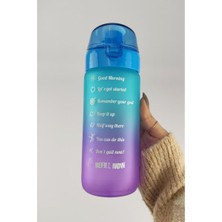 Herevin 500 ml Çift Renk Ölçü Baskılı Motivasyon Cam Su Şişesi Mavi – 11808-160