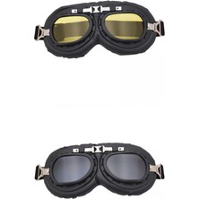 Dharry 2 Adet Motosiklet Goggles Stil Spor Gözlükleri Tur Scooter Gri ve Sarı (Yurt Dışından)