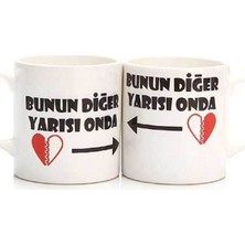 Kupa Burada Aşk Sevgili Çift Kupaları  (Iki Adet Gönderilecektir.)