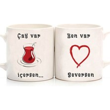 Kupa Burada Aşk Sevgili Çift Kupaları  (Iki Adet Gönderilecektir.)