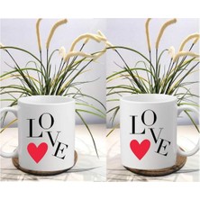 Kupa Burada Aşk Sevgili Çift Kupaları  (Iki Adet Gönderilecektir.)