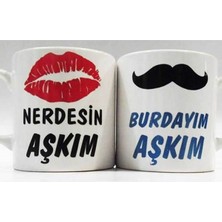 Kupa Burada Sevgililer Günü Kupa Bardak Çift  (Iki Adet Gönderilecektir.)