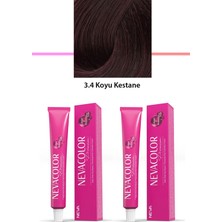 Nevacolor  2 Li Set Premium 3.4 Koyu Kestane - Kalıcı Krem Saç Boyası 2 x 50 G Tüp